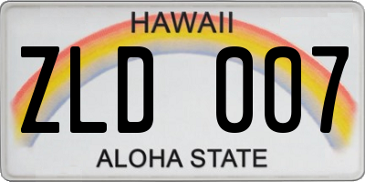 HI license plate ZLD007