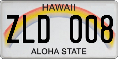 HI license plate ZLD008