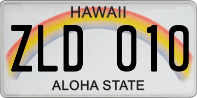 HI license plate ZLD010