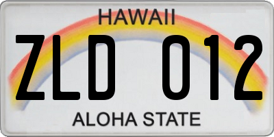 HI license plate ZLD012