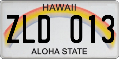 HI license plate ZLD013