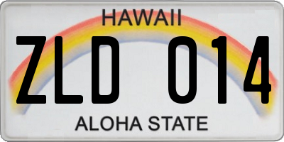 HI license plate ZLD014