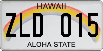 HI license plate ZLD015