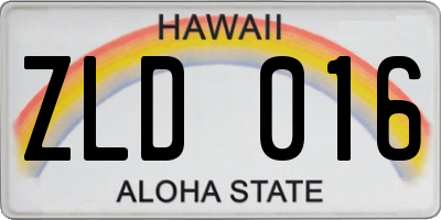 HI license plate ZLD016