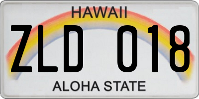 HI license plate ZLD018