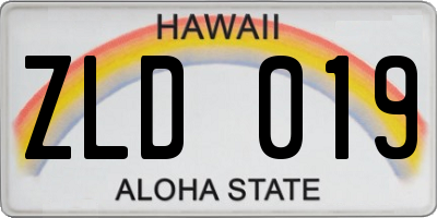 HI license plate ZLD019