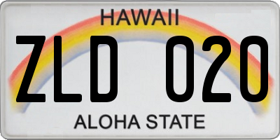 HI license plate ZLD020