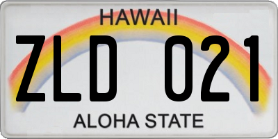 HI license plate ZLD021