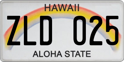 HI license plate ZLD025