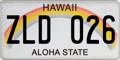 HI license plate ZLD026