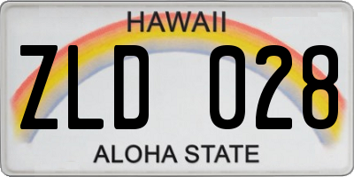 HI license plate ZLD028
