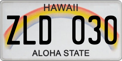 HI license plate ZLD030
