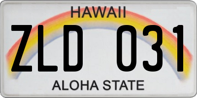 HI license plate ZLD031