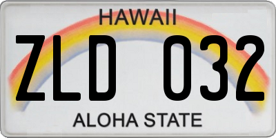 HI license plate ZLD032