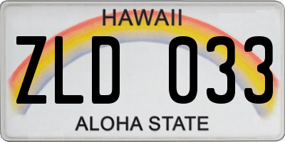 HI license plate ZLD033