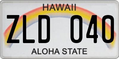 HI license plate ZLD040