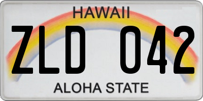 HI license plate ZLD042