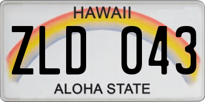 HI license plate ZLD043