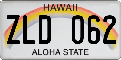 HI license plate ZLD062