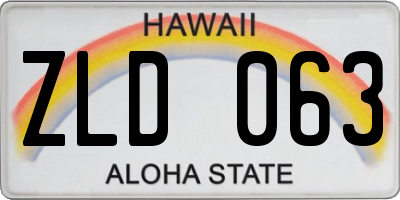 HI license plate ZLD063