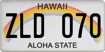 HI license plate ZLD070