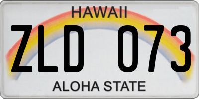 HI license plate ZLD073