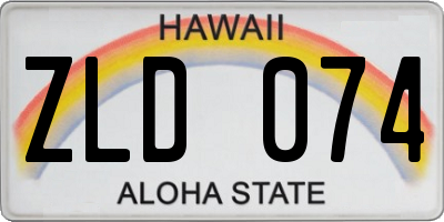 HI license plate ZLD074