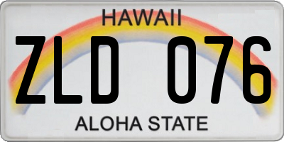 HI license plate ZLD076