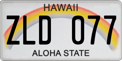 HI license plate ZLD077