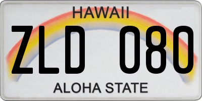 HI license plate ZLD080
