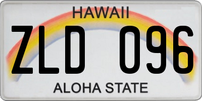 HI license plate ZLD096