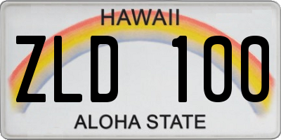 HI license plate ZLD100