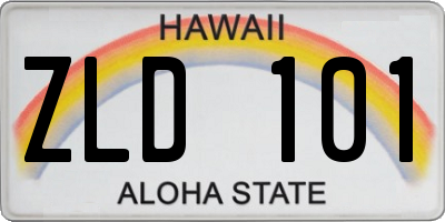 HI license plate ZLD101