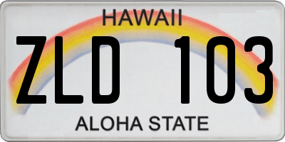 HI license plate ZLD103