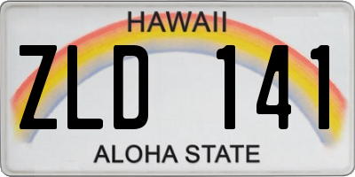 HI license plate ZLD141