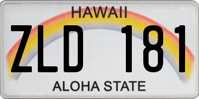 HI license plate ZLD181