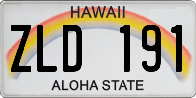 HI license plate ZLD191