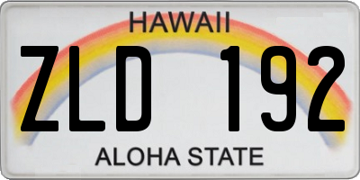 HI license plate ZLD192