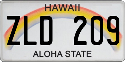 HI license plate ZLD209