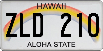 HI license plate ZLD210