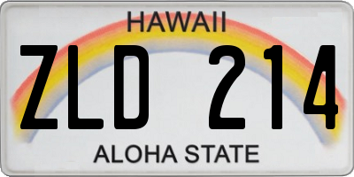 HI license plate ZLD214