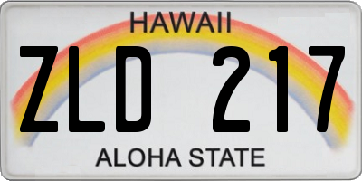 HI license plate ZLD217