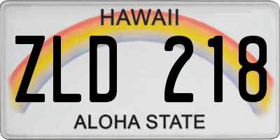 HI license plate ZLD218