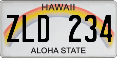 HI license plate ZLD234