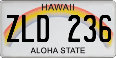 HI license plate ZLD236