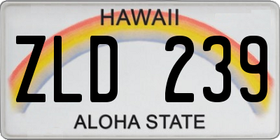HI license plate ZLD239