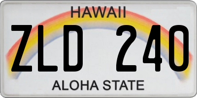 HI license plate ZLD240