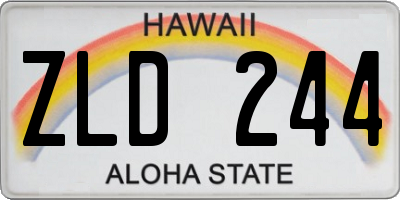 HI license plate ZLD244