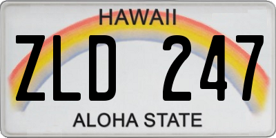 HI license plate ZLD247