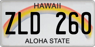 HI license plate ZLD260